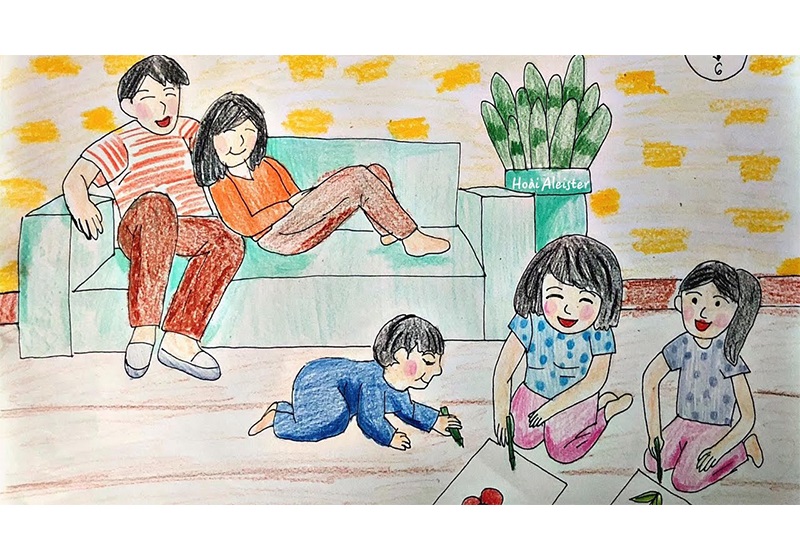 Ước mơ gia đình hạnh phúc qua tranh vẽ  VnExpress Đời sống
