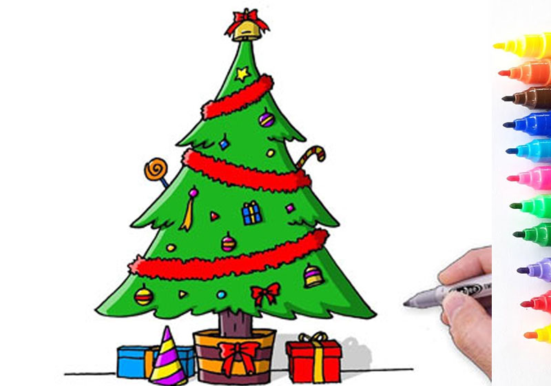 Simple Christmas Tree Drawing  The easiest way to draw a Christmas tree   YouTube